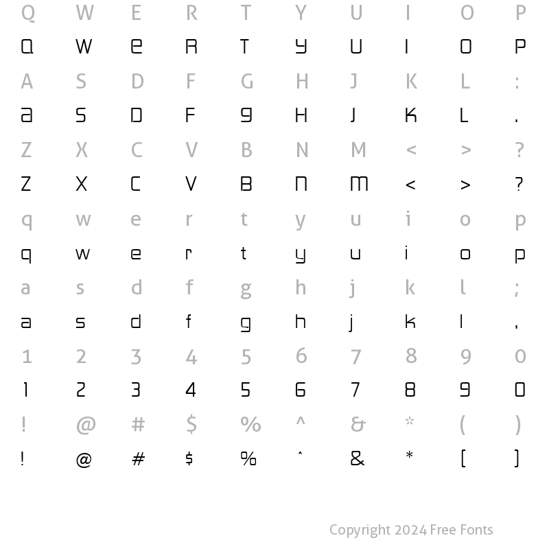 Character Map of Lancester DB Regular