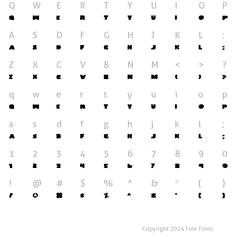 Character Map of Land Whale Regular