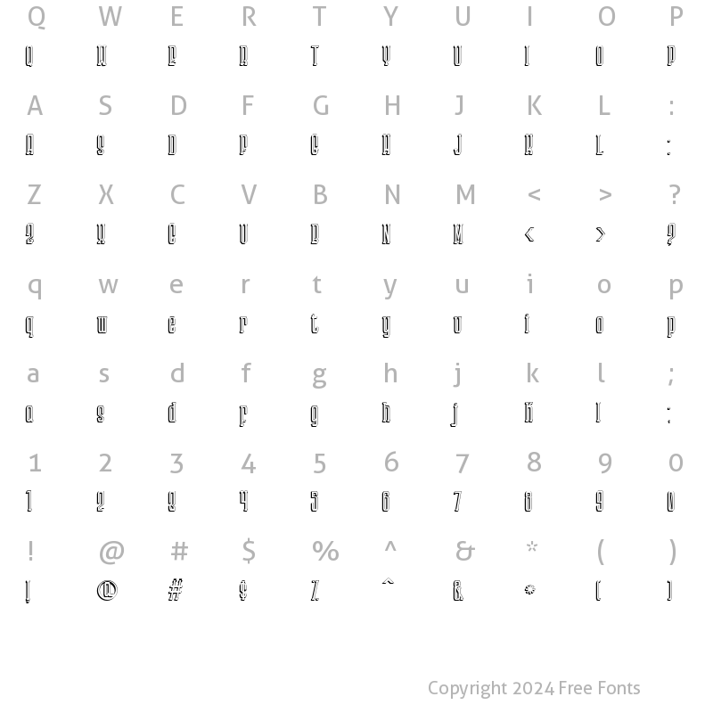 Character Map of LANDdeuh Shadow Regular