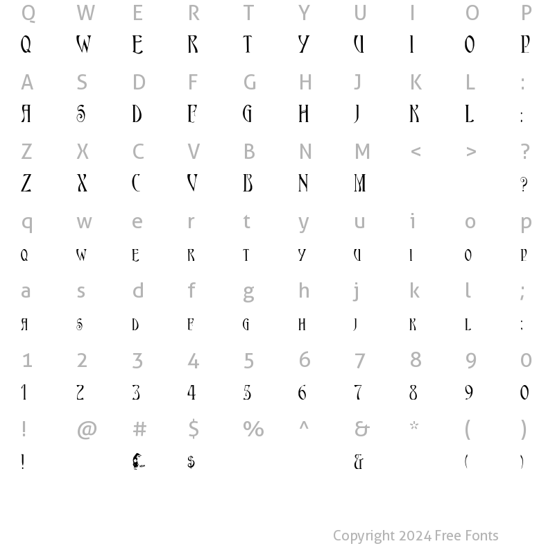 Character Map of Landover Regular