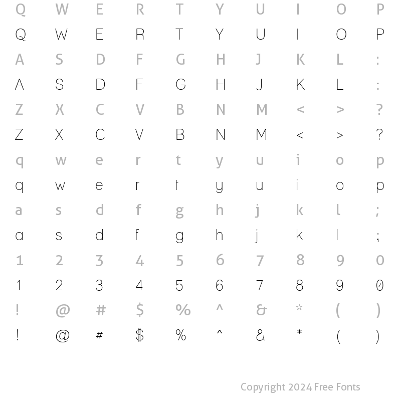 Character Map of Lane Narrow Light Regular