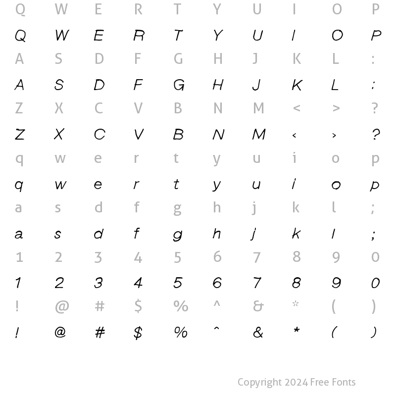 Character Map of Langer Italic Italic