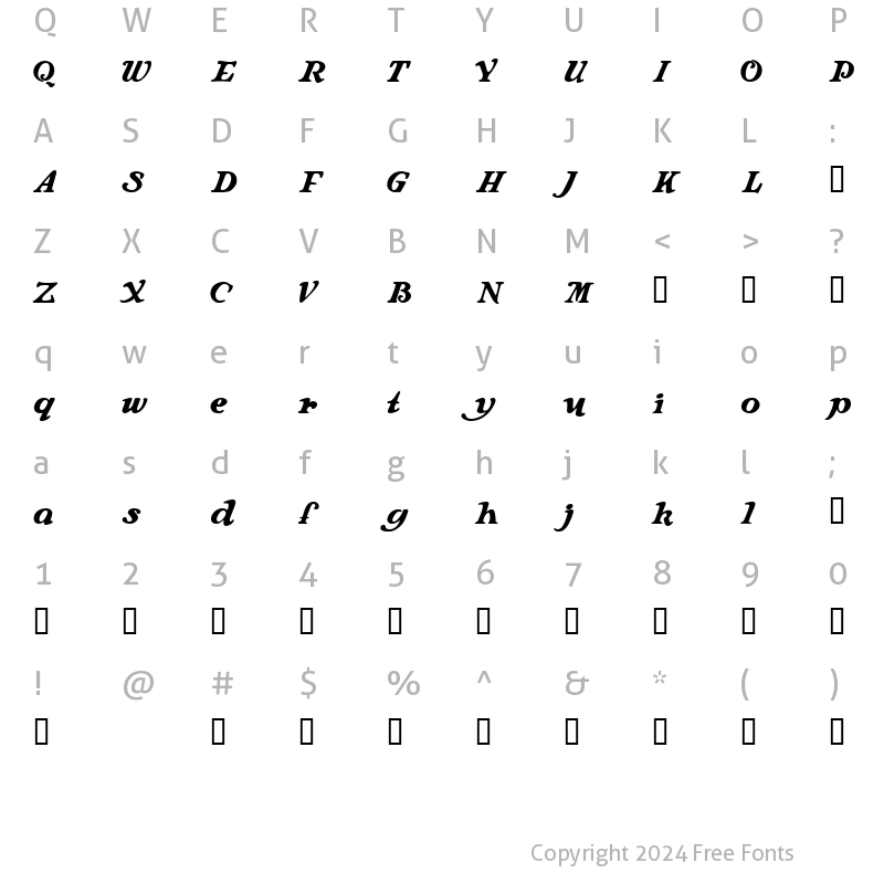 Character Map of Langhorne Regular