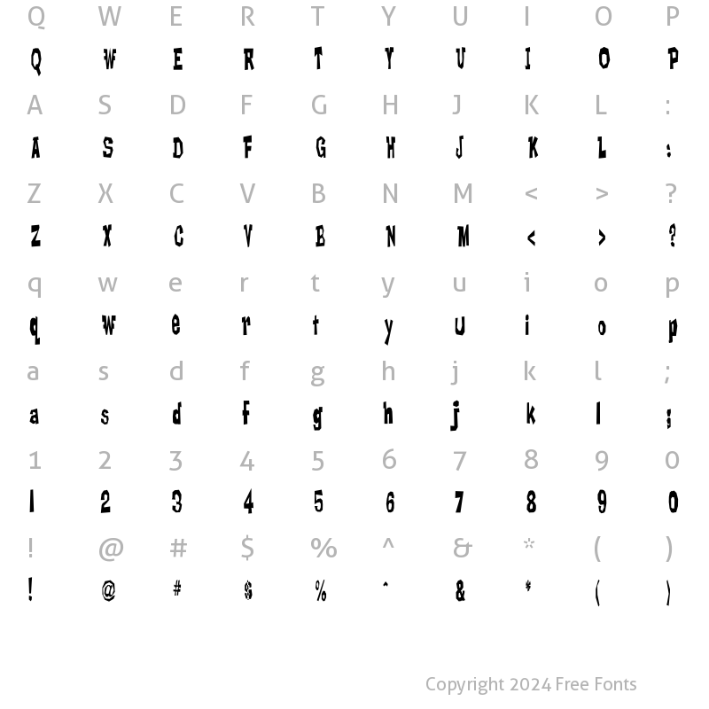 Character Map of Lanky Bastard Regular