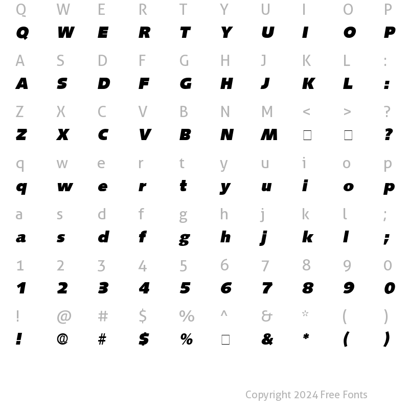 Character Map of Lansette Display SSi Italic