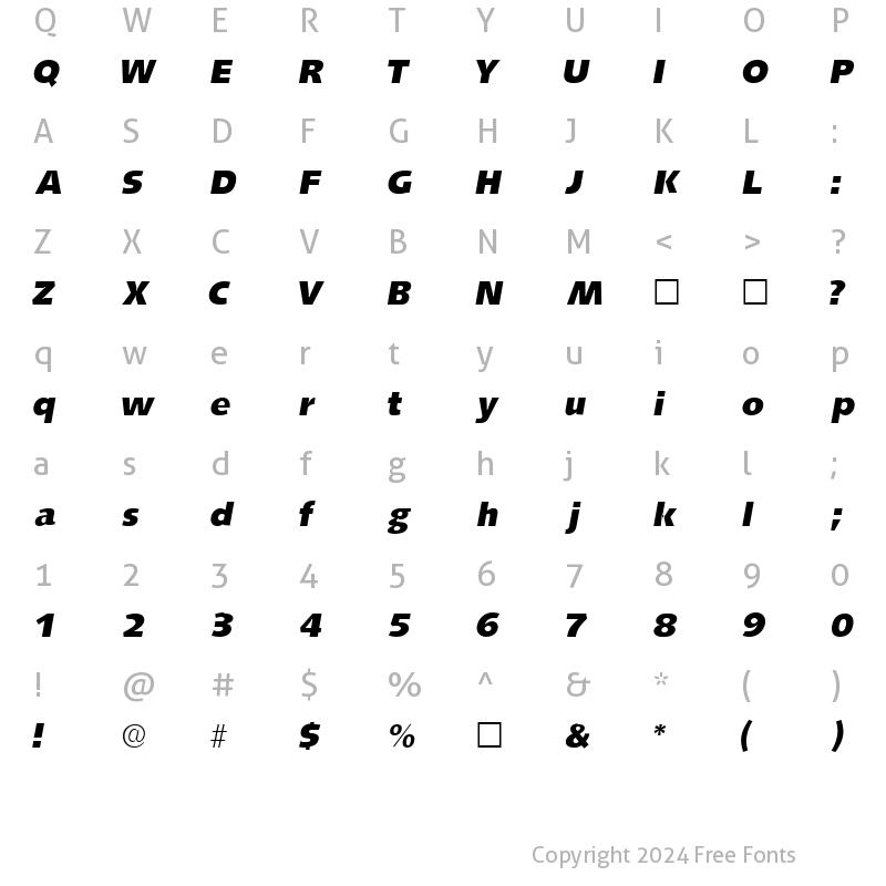 Character Map of LansetteSSK Italic