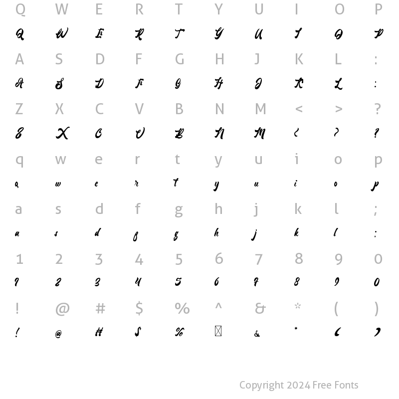 Character Map of Lantenia Regular