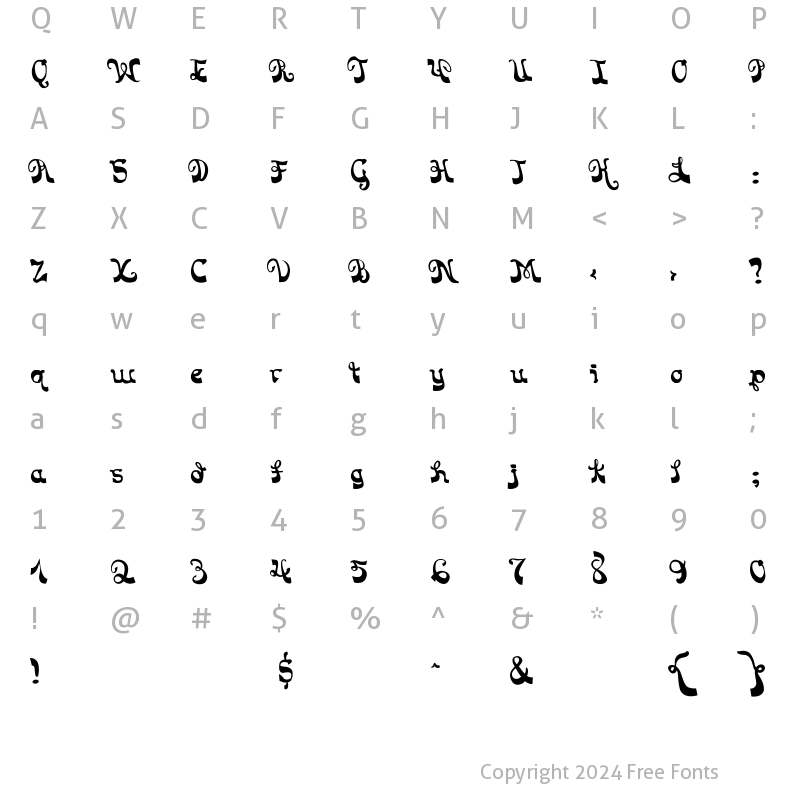 Character Map of LaPlaya Regular