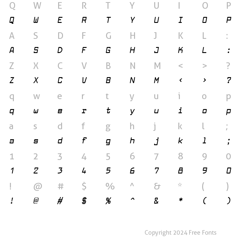 Character Map of Larabiefont Bold Italic