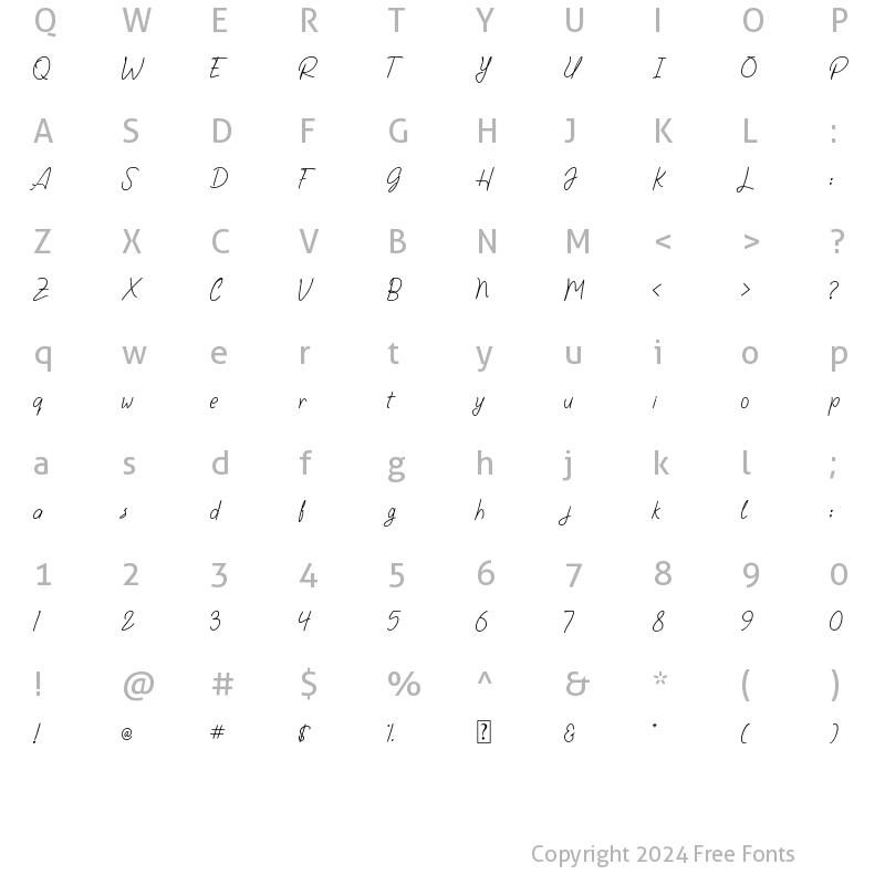 Character Map of Larasaky Regular