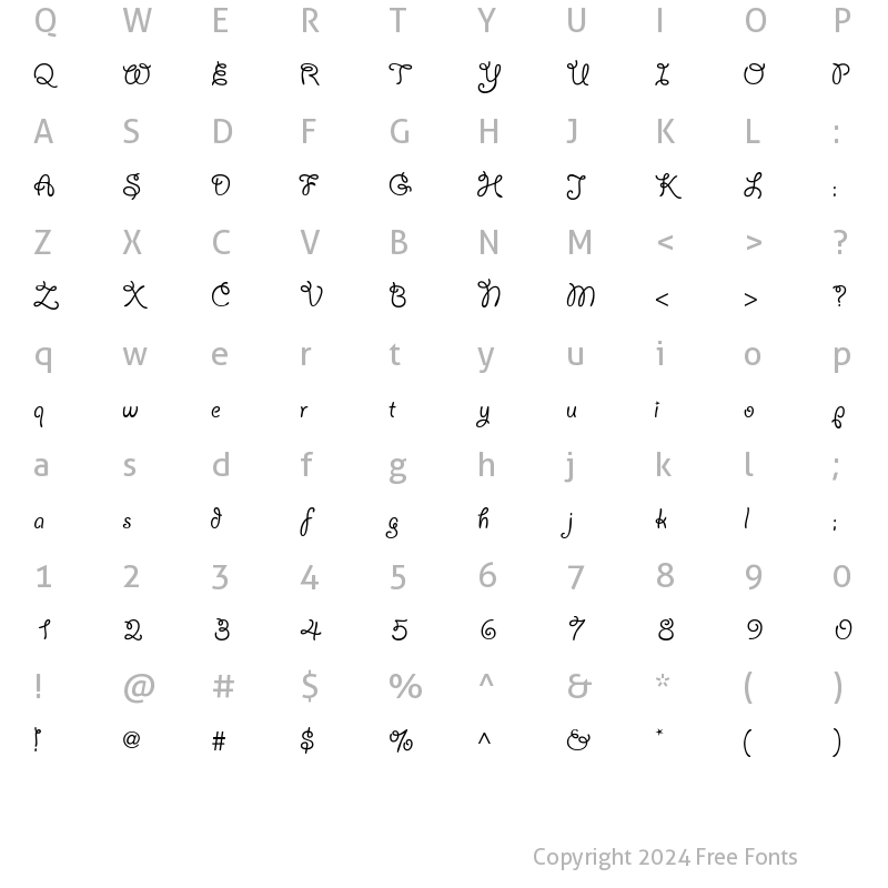 Character Map of LariatLight Regular