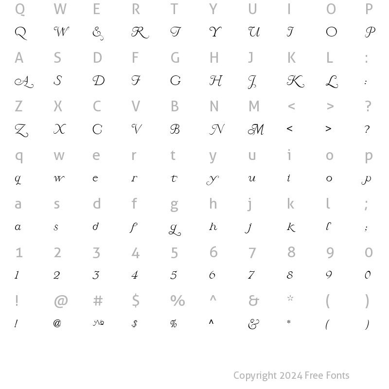 Character Map of Larisa script Regular