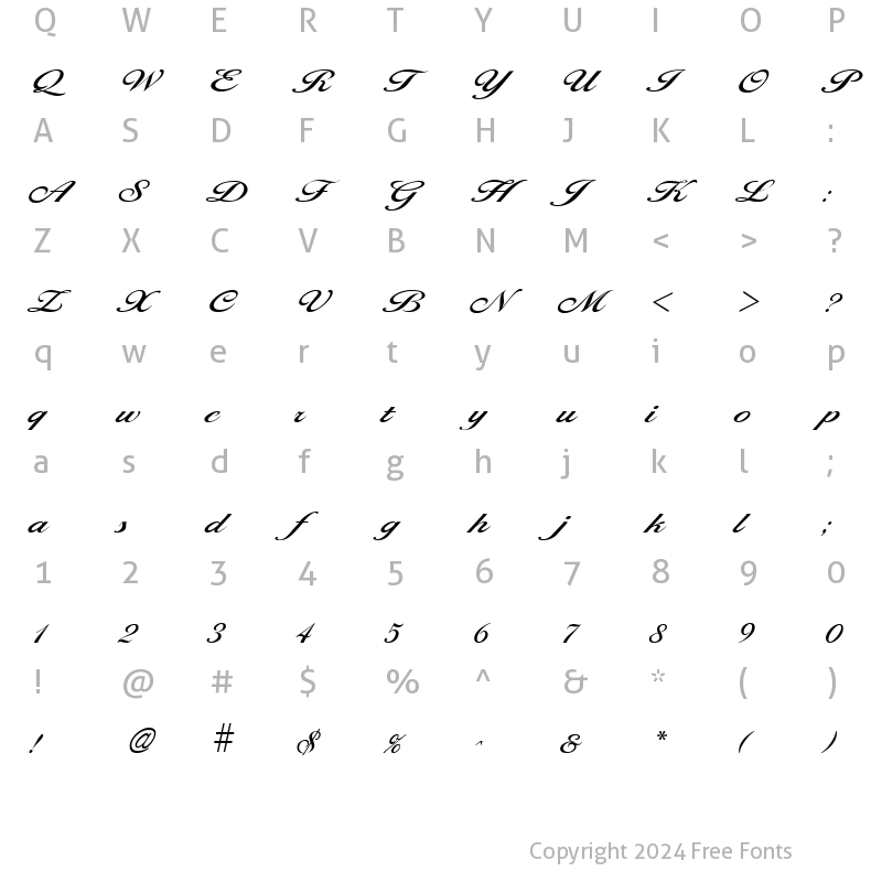 Character Map of Larisima Regular