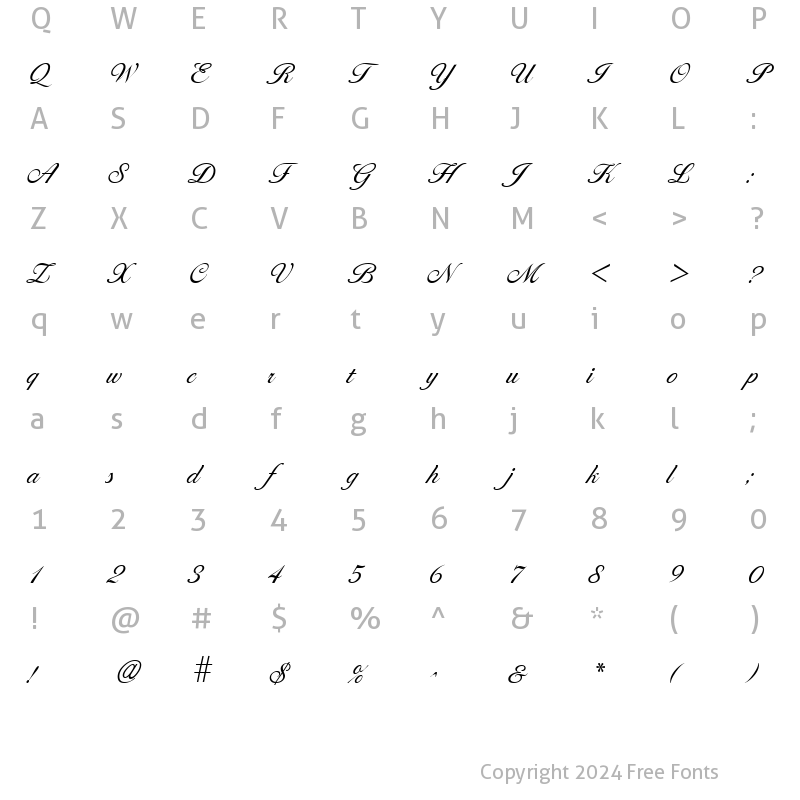 Character Map of LarissaLight Regular