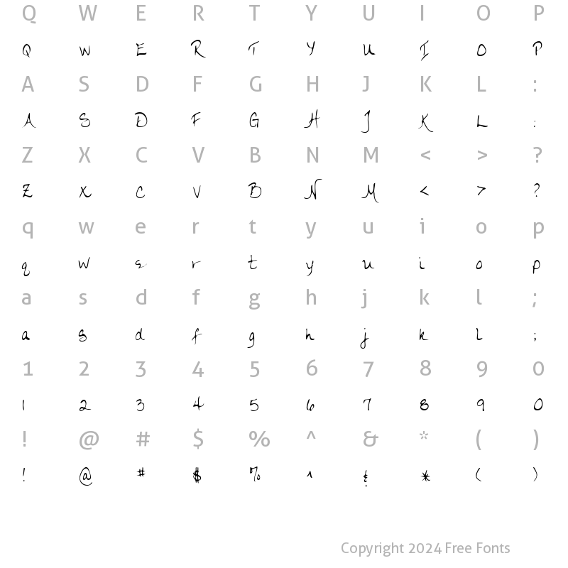 Character Map of LarriesHand Regular