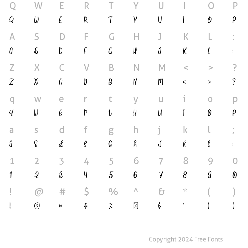 Character Map of Lasagna Regular