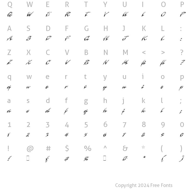 Character Map of Laser Chrome LET Plain