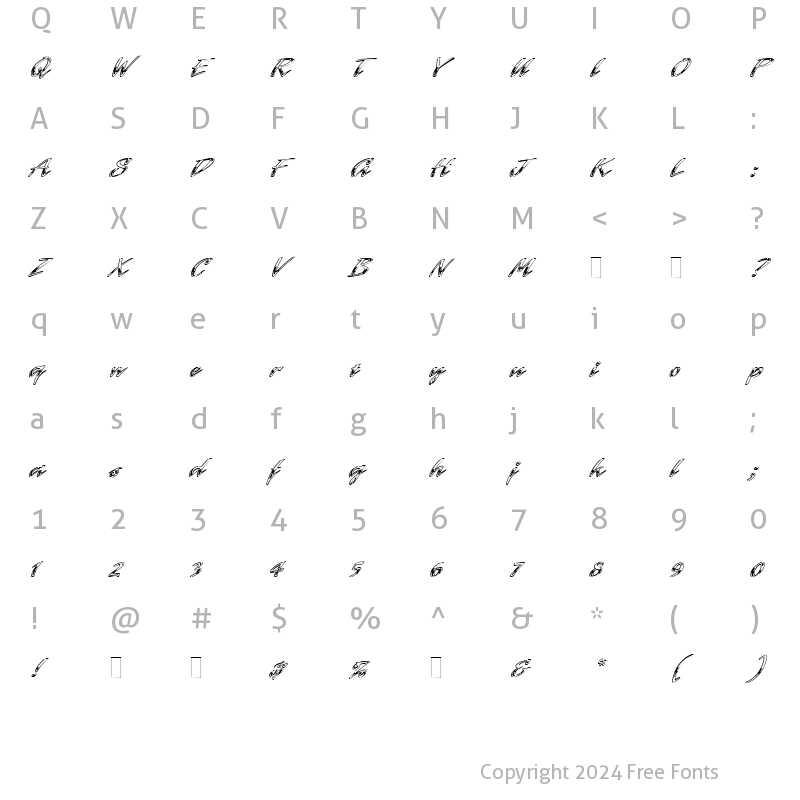 Character Map of Laser Chrome Regular