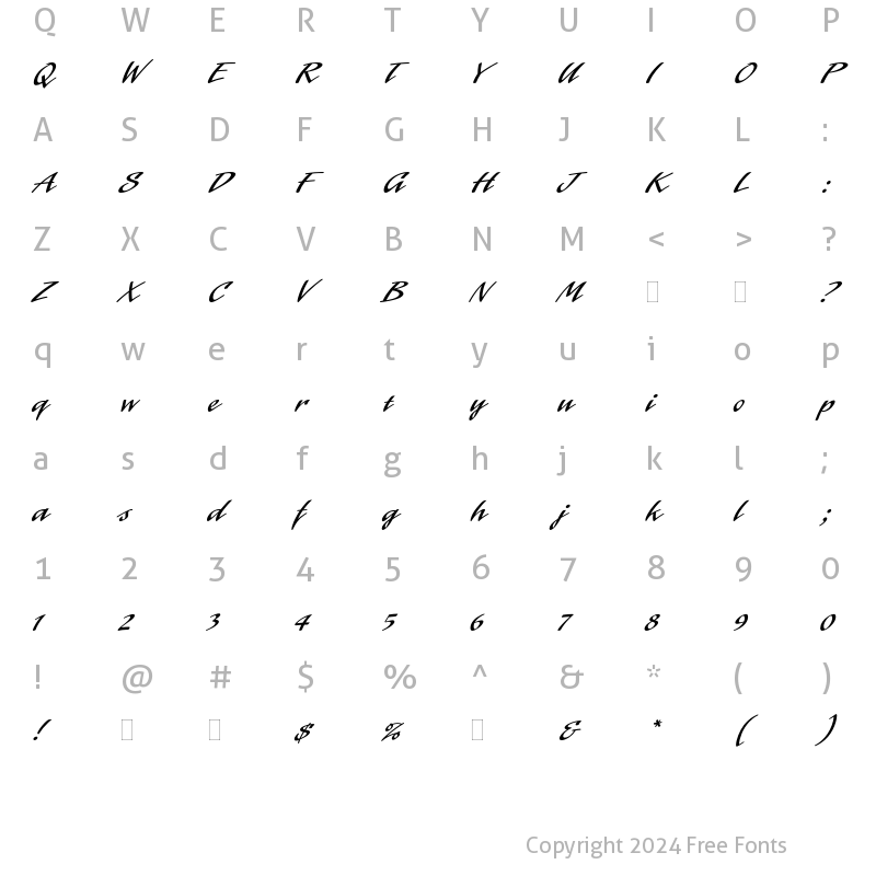 Character Map of Laser Plain Regular