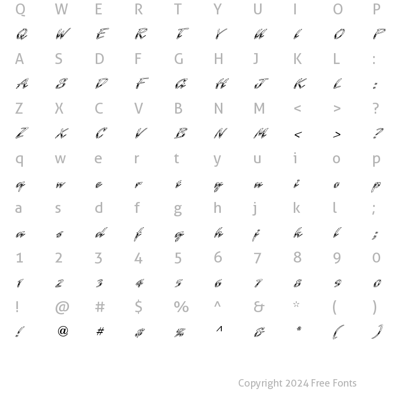 Character Map of LaserICG Chrome Regular