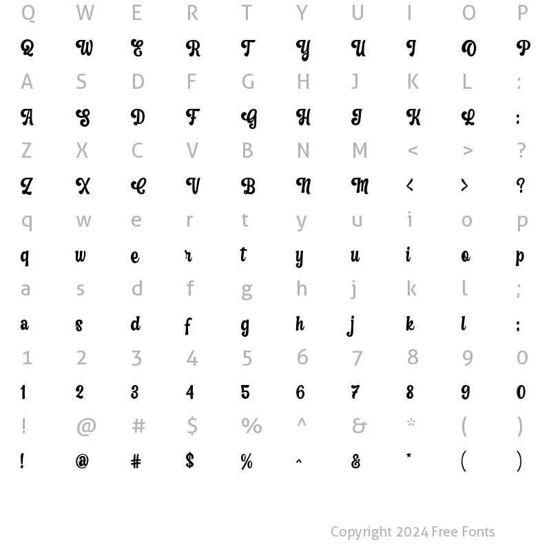 Character Map of Last Dream Regular