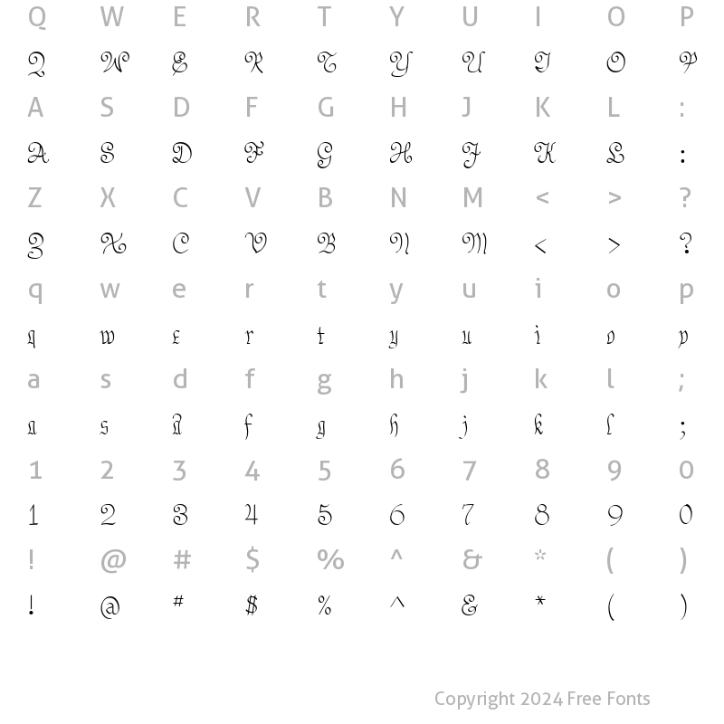 Character Map of LastBigFling Regular