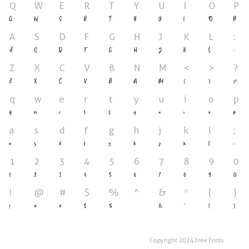 Character Map of Lastinger Regular