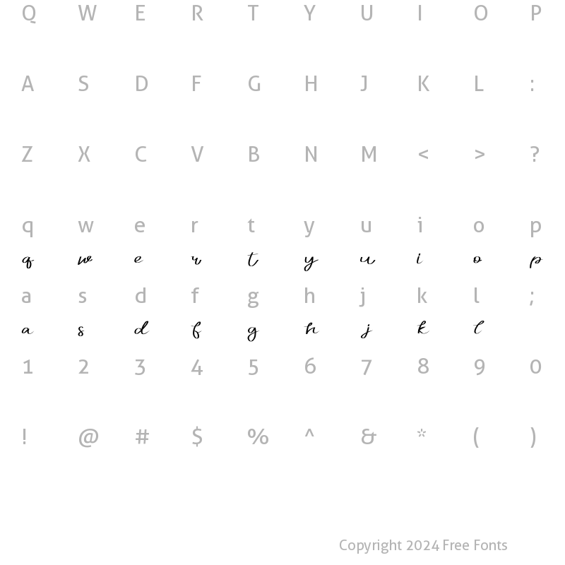 Character Map of Lastry Lawercase Regular