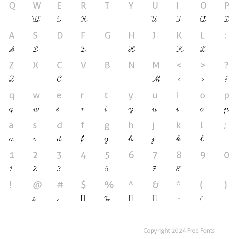 Character Map of Lateinaus Regular