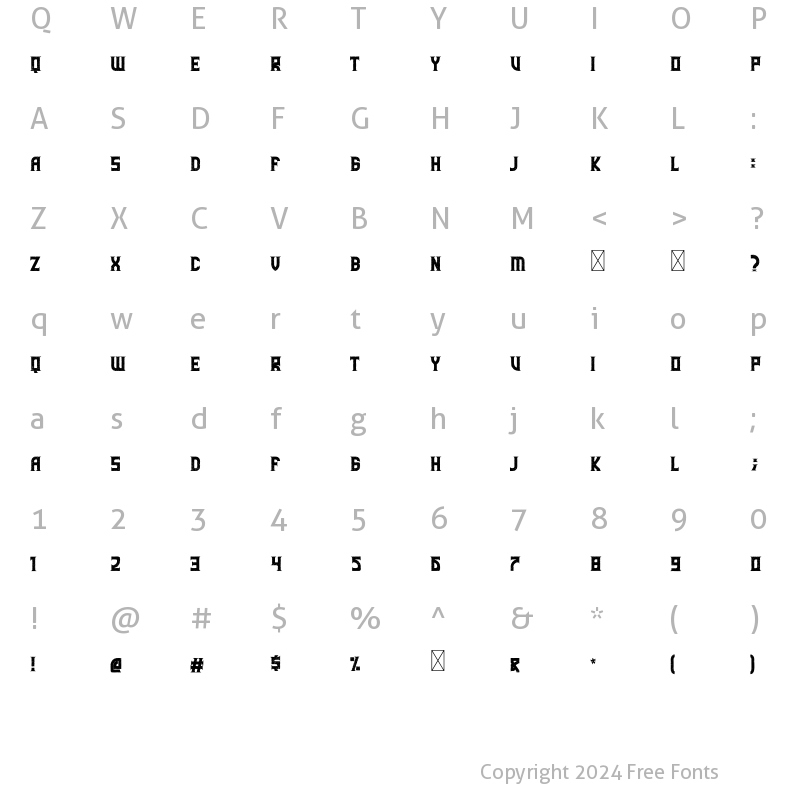 Character Map of Lathena Letterpress