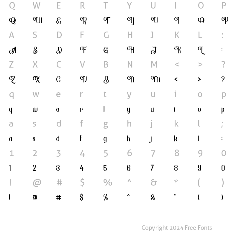 Character Map of Lathishine Regular