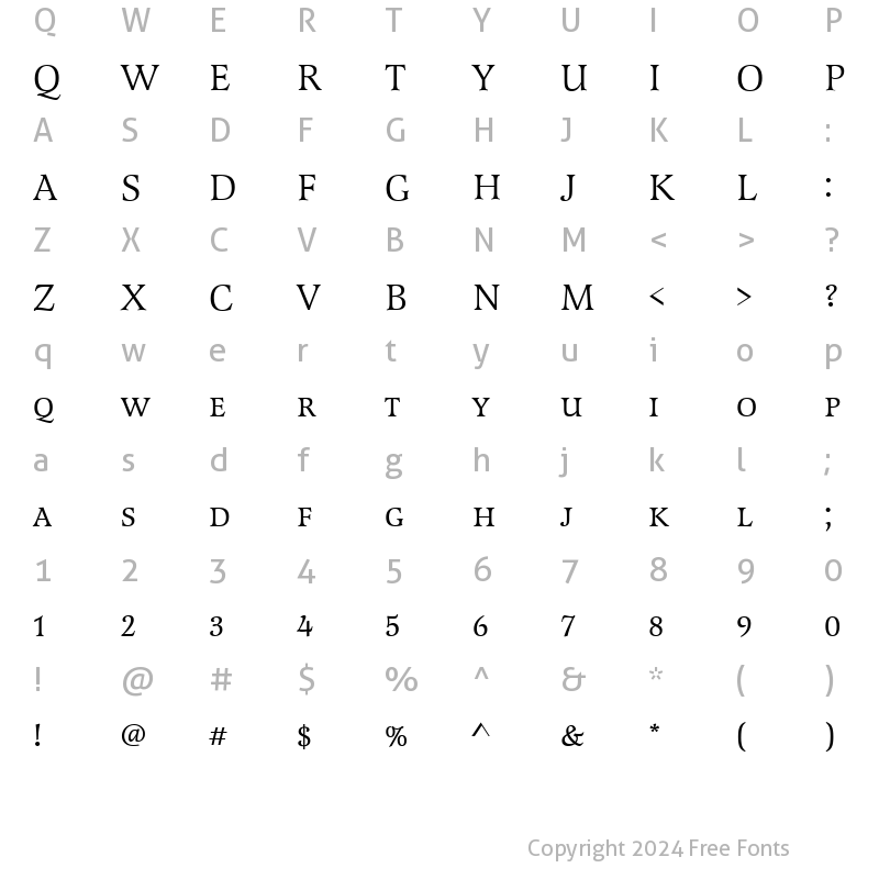 Character Map of LatienneURWDCDReg Regular