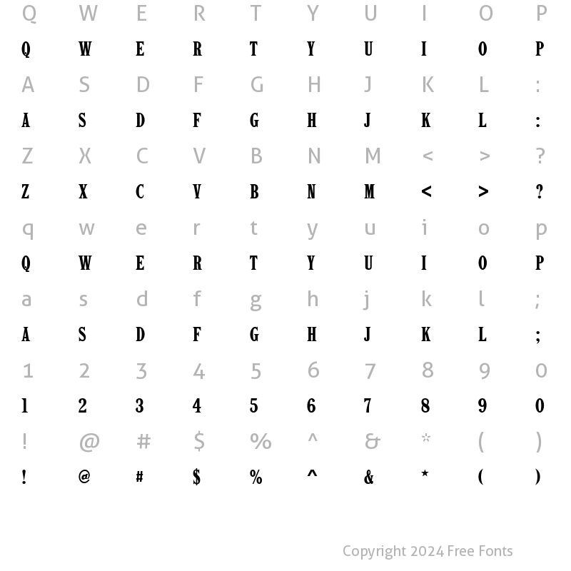 Character Map of Latin Becker Compress Regular