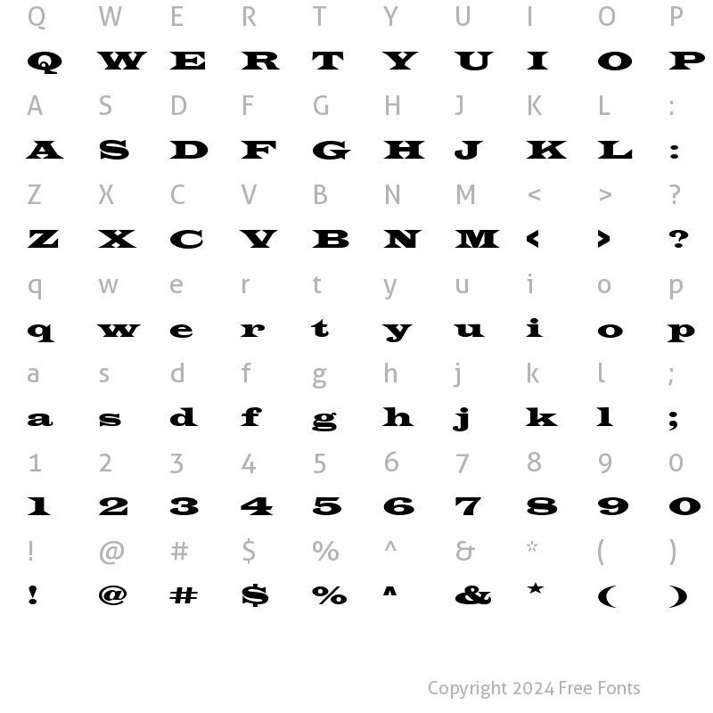 Character Map of Latin Becker Regular