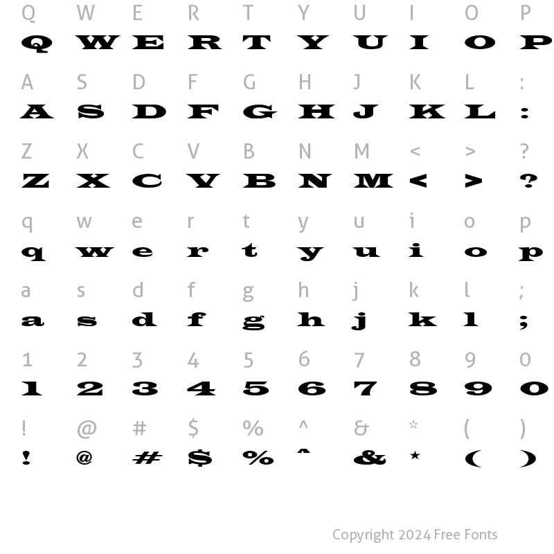 Character Map of Latin-WideExt Normal