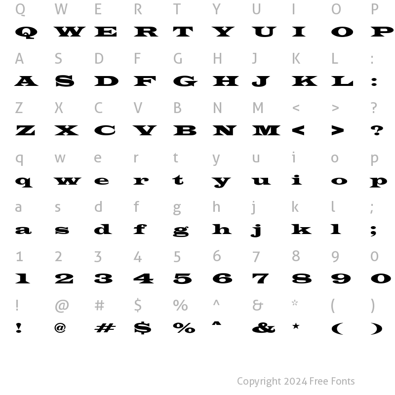 Character Map of Latin-WideExt-Normal Regular