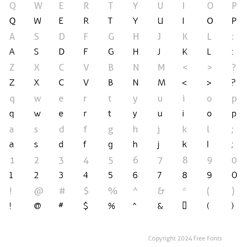 Character Map of Latinaires Regular