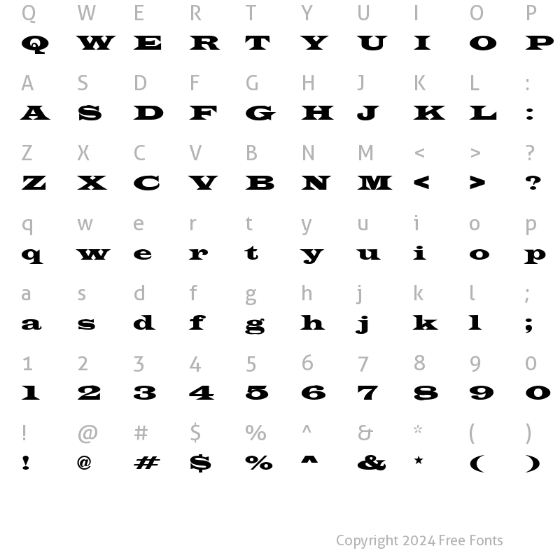 Character Map of LatinHeavy Normal