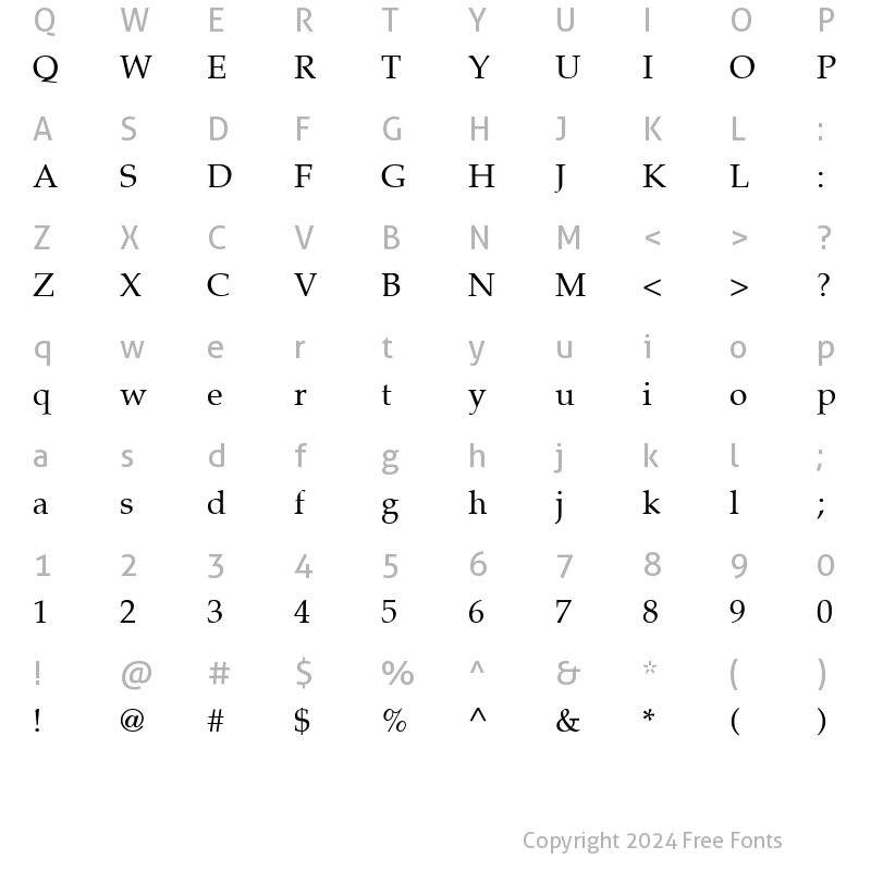 Character Map of LatinoPalSH Roman