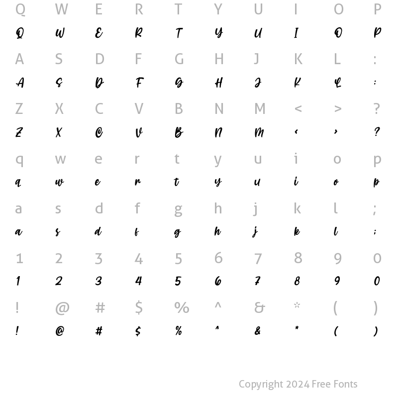 Character Map of Lattely Italic