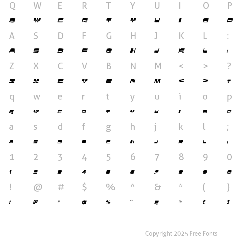 Character Map of Laughin Italic