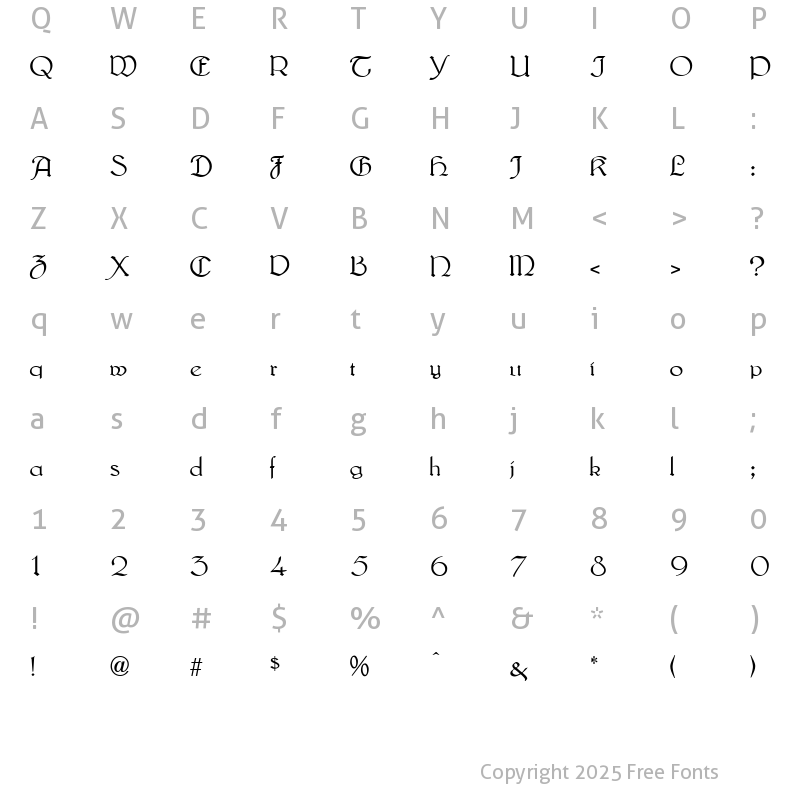 Character Map of Lautenbach Alternate Regular