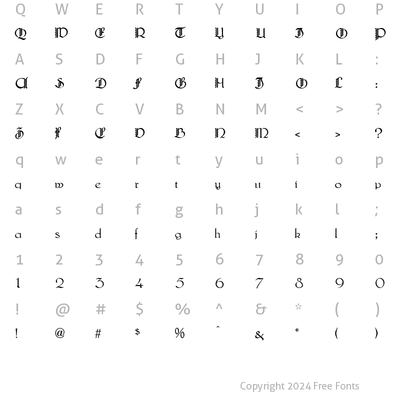 Character Map of Lautenbach Zierversalien Regular