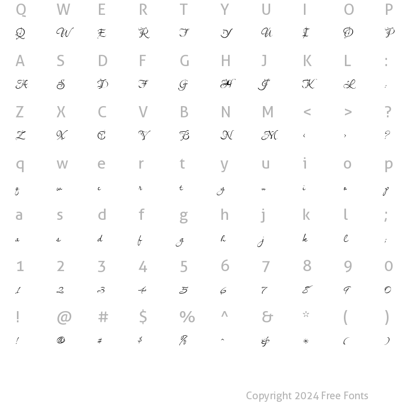 Character Map of LavishlyYoursROB Regular