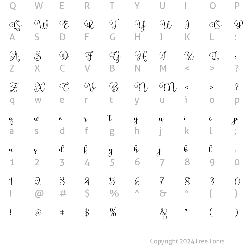 Character Map of Layla layli Regular