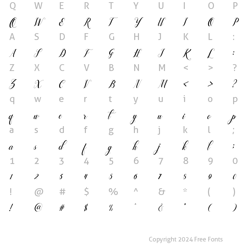 Character Map of Laylarita Italic