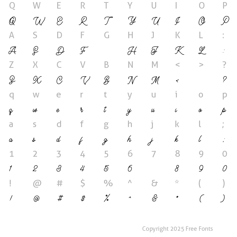 Character Map of Layttona Regular