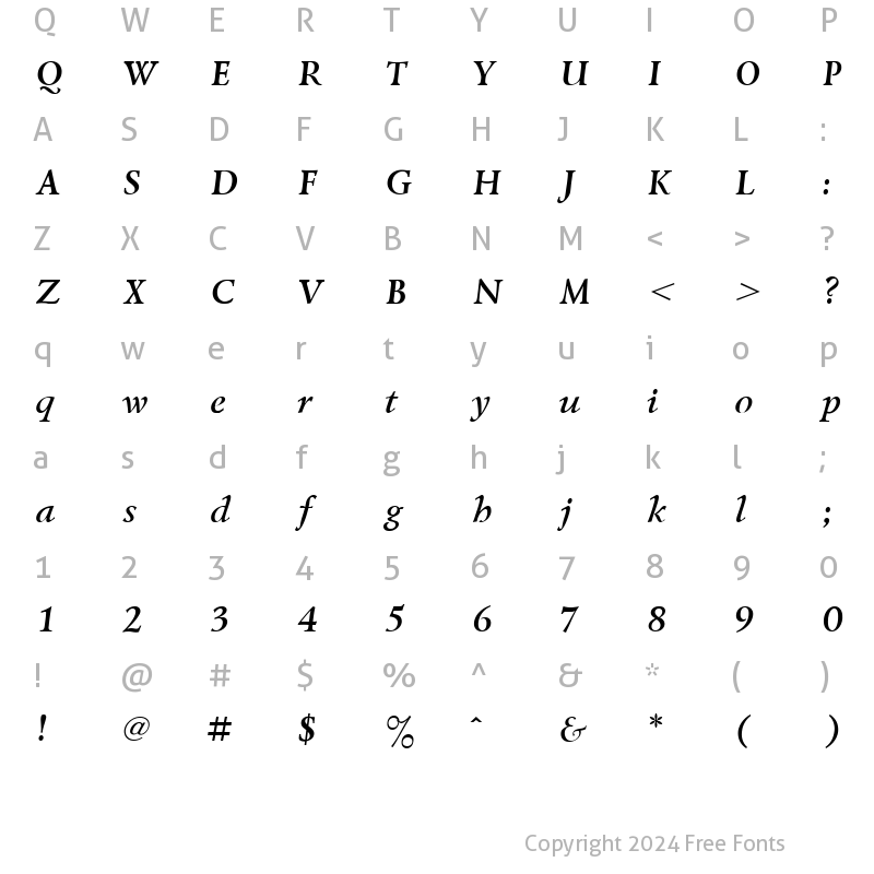 Character Map of Lazursky Bold Italic