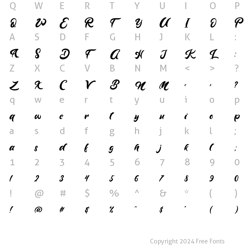 Character Map of Lazy Monday Regular