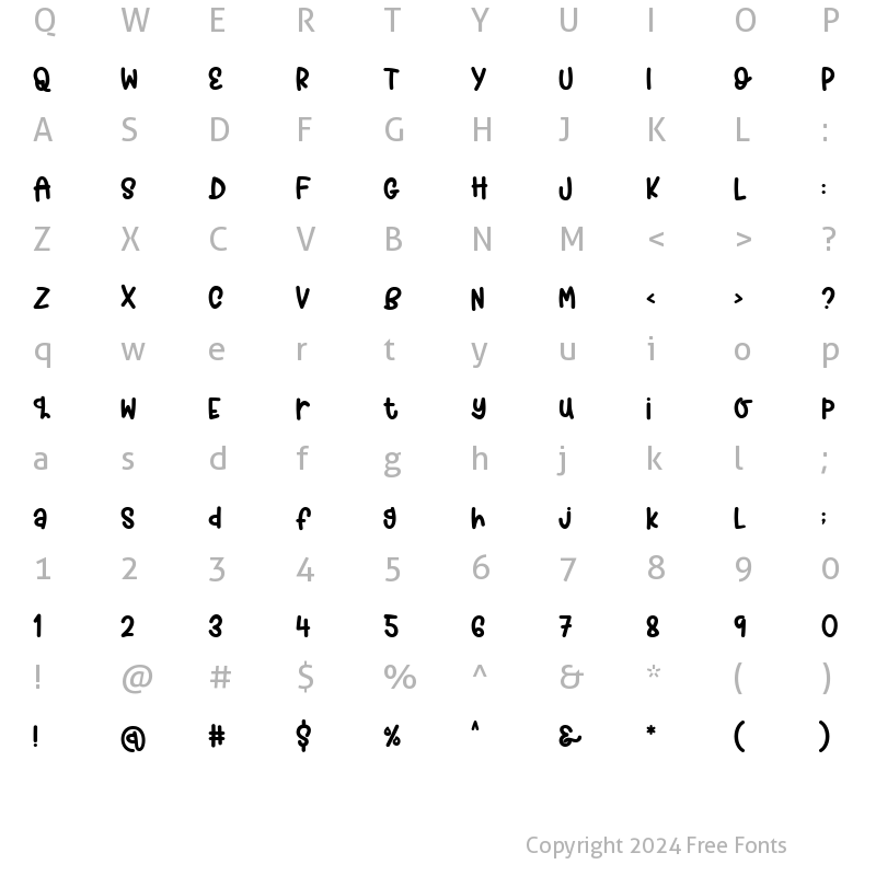 Character Map of Lazzy Dog Regular